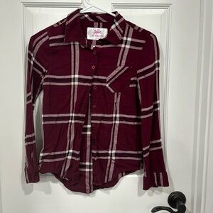 EUC girls flannel from Justice size 12, maroon white and black